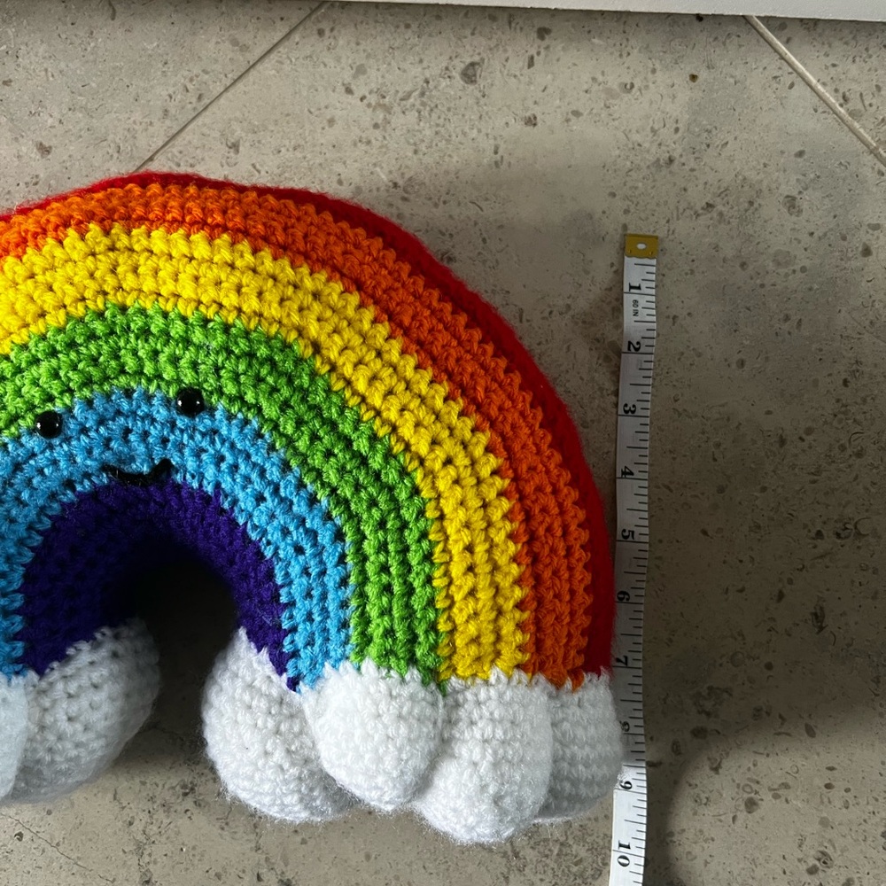 Hand Crocheted Happy Little Rainbow Pillow Plushie! - Picture 10 of 15